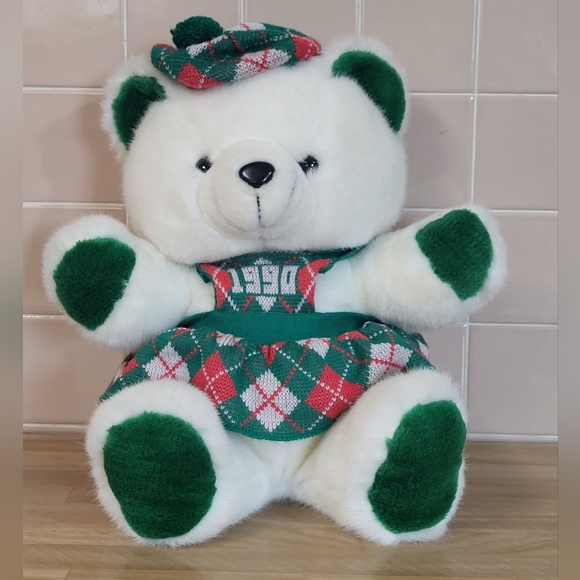 VINTAGE 1990 KMART OUR CHRISTMAS TEDDY BEAR STUFFED ANIMAL PLUSH TOY 1986 - Picture 2 of 11